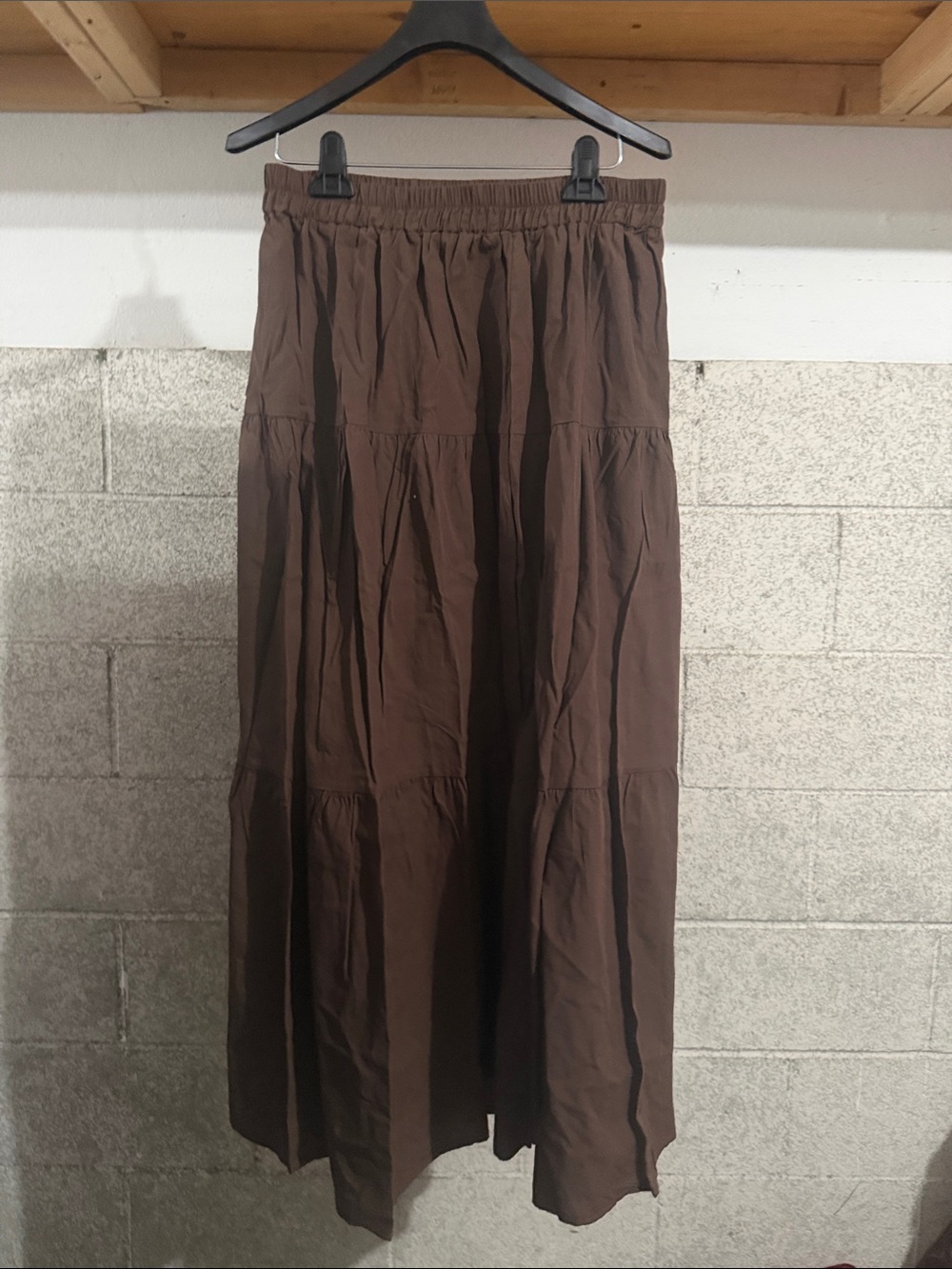 Brown Tiered Maxi Skirt - Women's Casual Long Skirt